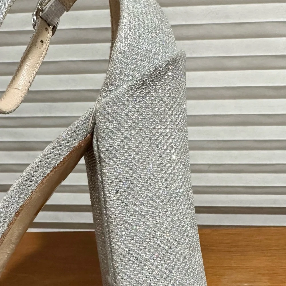 🌹STUART WEITZMAN🌹 Skyhigh 145 Silver Platform Sandal Heel Size: 10